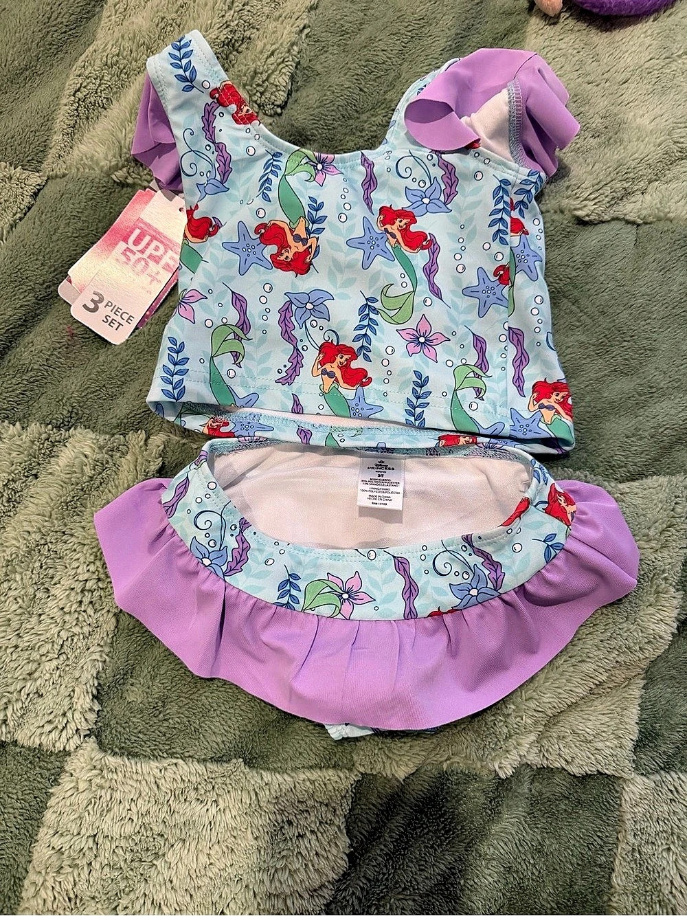 Disney Princess The Little Mermaid 3-Piece Mermaid Swim Set Baby 3T NWT